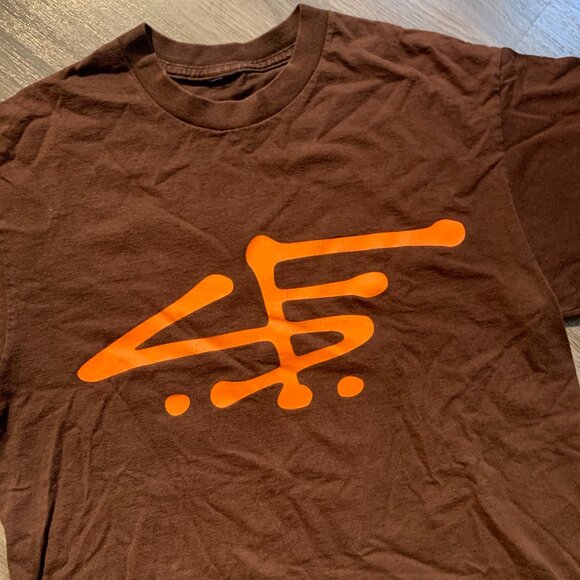 STUSSY T-Shirt, Brown with Orange 'San Francisco' SF signature, Men's Large - Picture 2 of 4